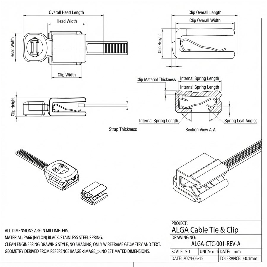 Edge Clip Ties — technical drawing