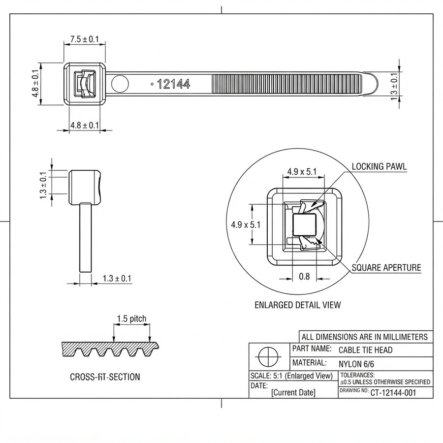Cable Ties (EHD) — technical drawing