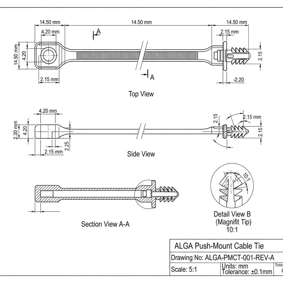 Fir-Tree Cable Ties — technical drawing