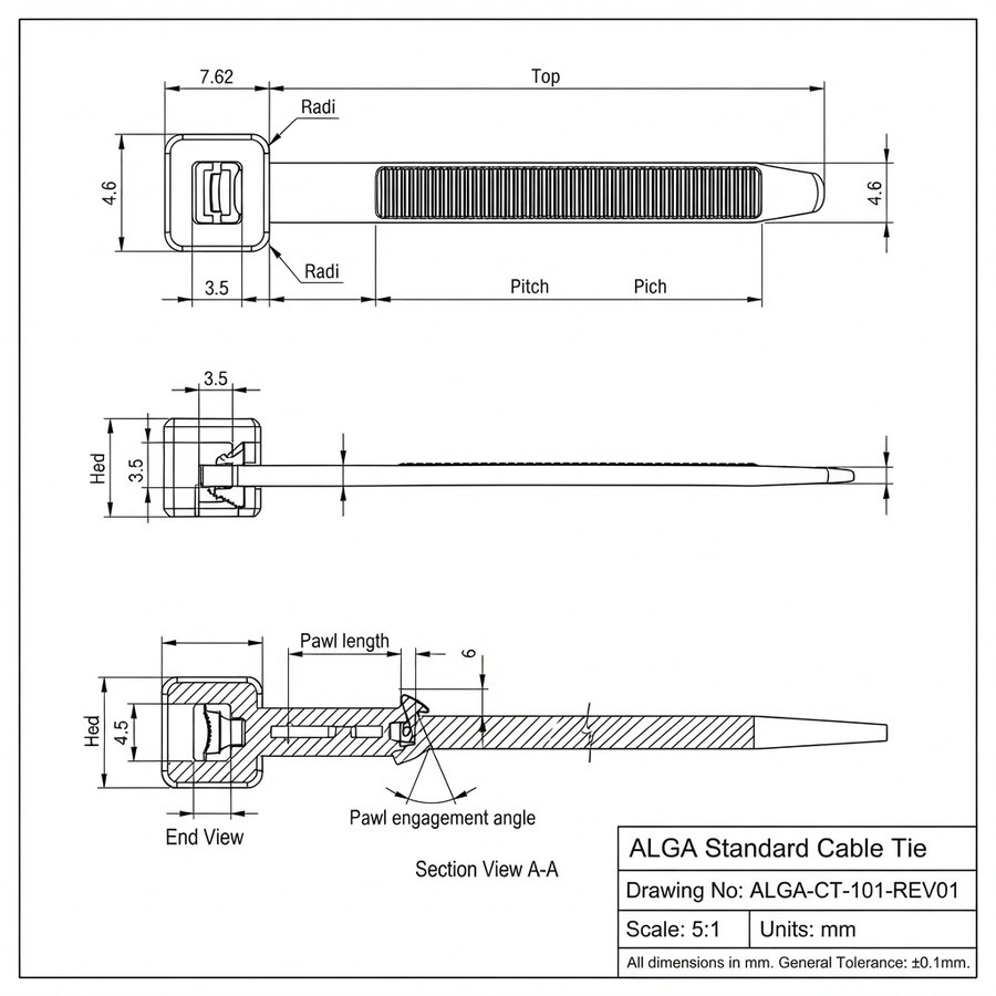 Cable Ties (HSD) — technical drawing