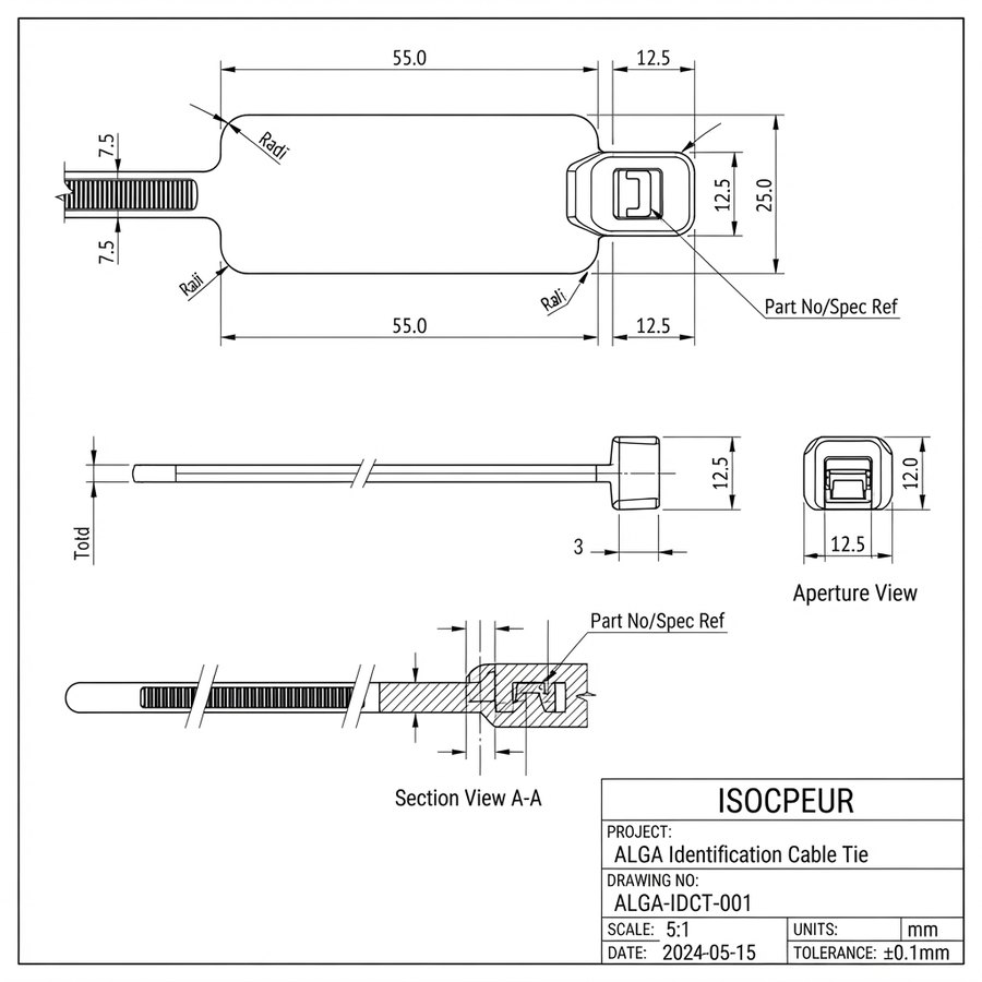 Marker Ties 2 — technical drawing