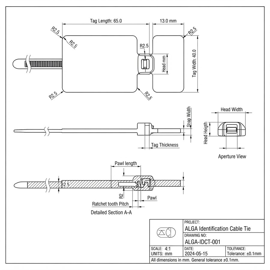 Marker Ties 3 — technical drawing
